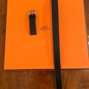 ♥️SOLD♥️ Hermes Double Tour Black Leather Strap Long